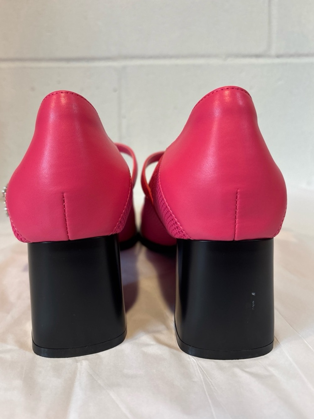 Cozy Island women’s pink Mary Jane heels rhinestone buckle size 10 - Picture 5 of 8